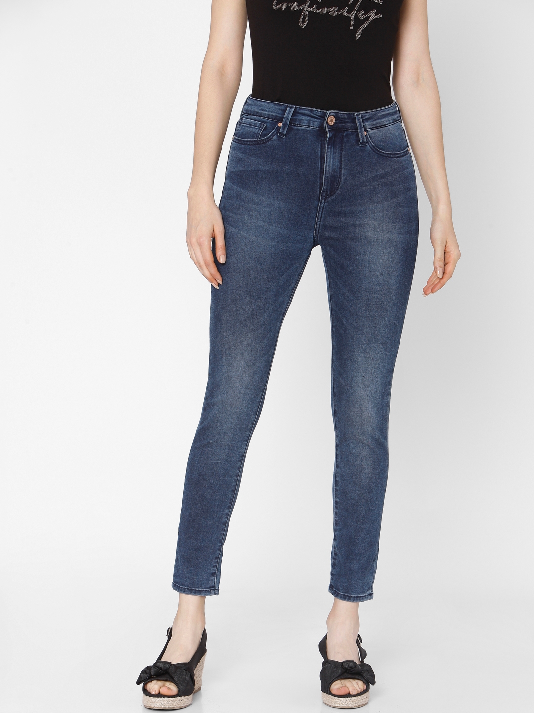 Spykar | Spykar Blue Cotton Super Skinny Fit Ankle Length Jeans For Women