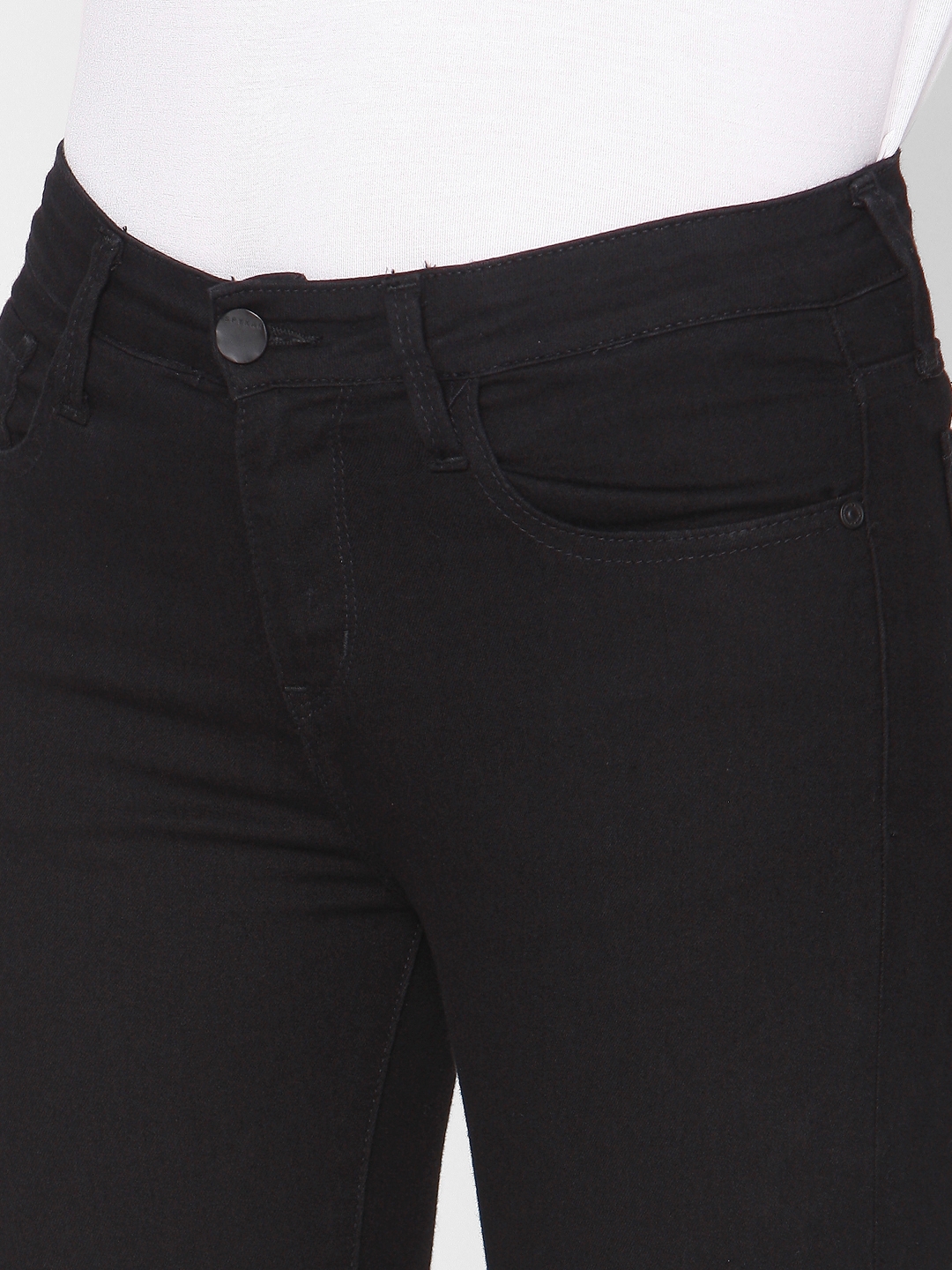 Women's Black Cotton Solid Skinny Jeans