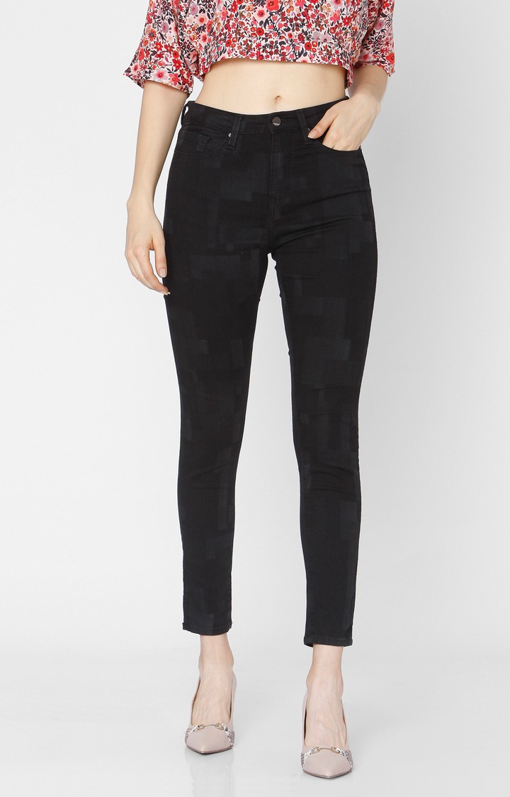 Spykar Black Cotton Super Skinny Fit Regular Length Jeans For Women