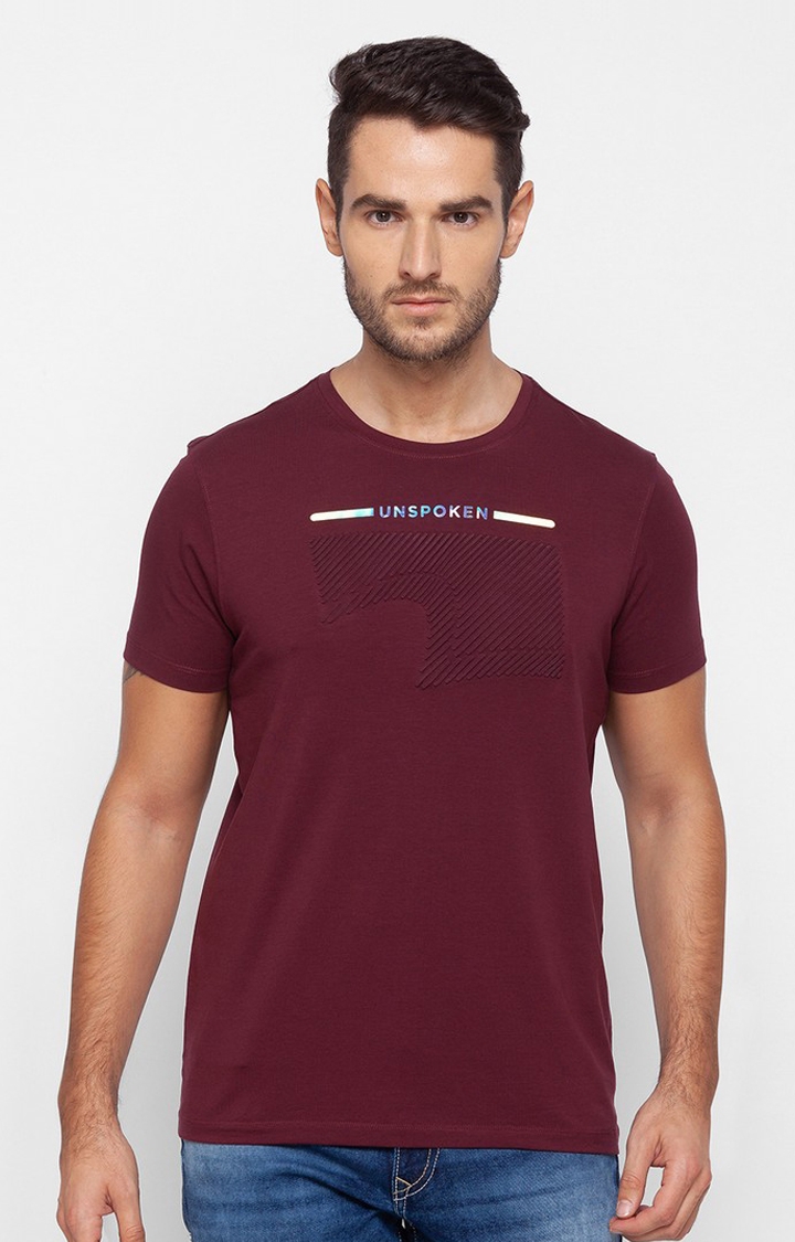 Spykar | Spykar Red Cotton Men T-Shirt