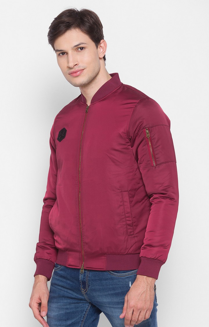 Spykar Wine Red Polyester Regular Fit Jackets For Men