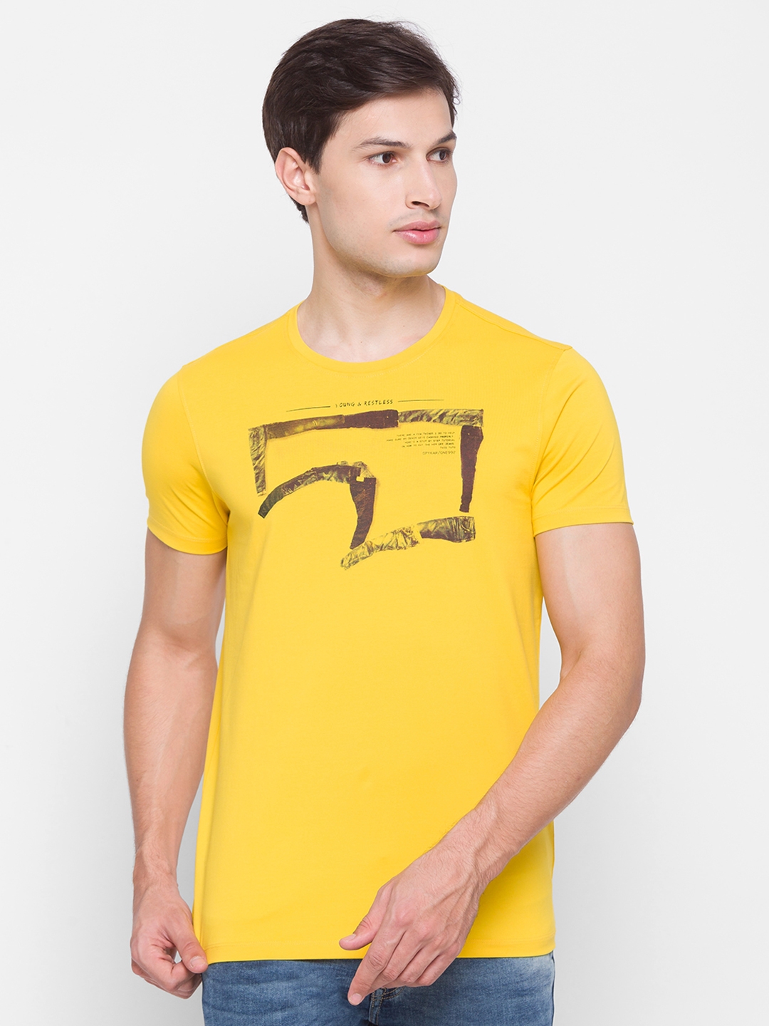 SPYKAR | Spykar Yellow Cotton Men T-Shirt