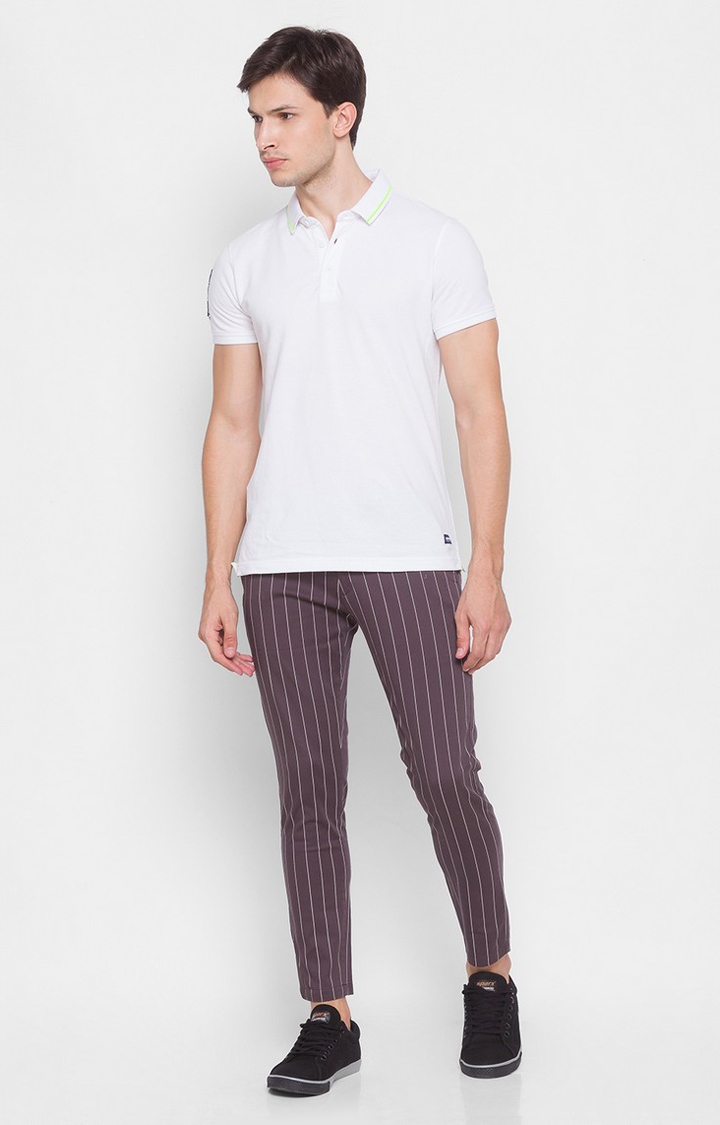 Men's Grey Cotton Solid Trousers
