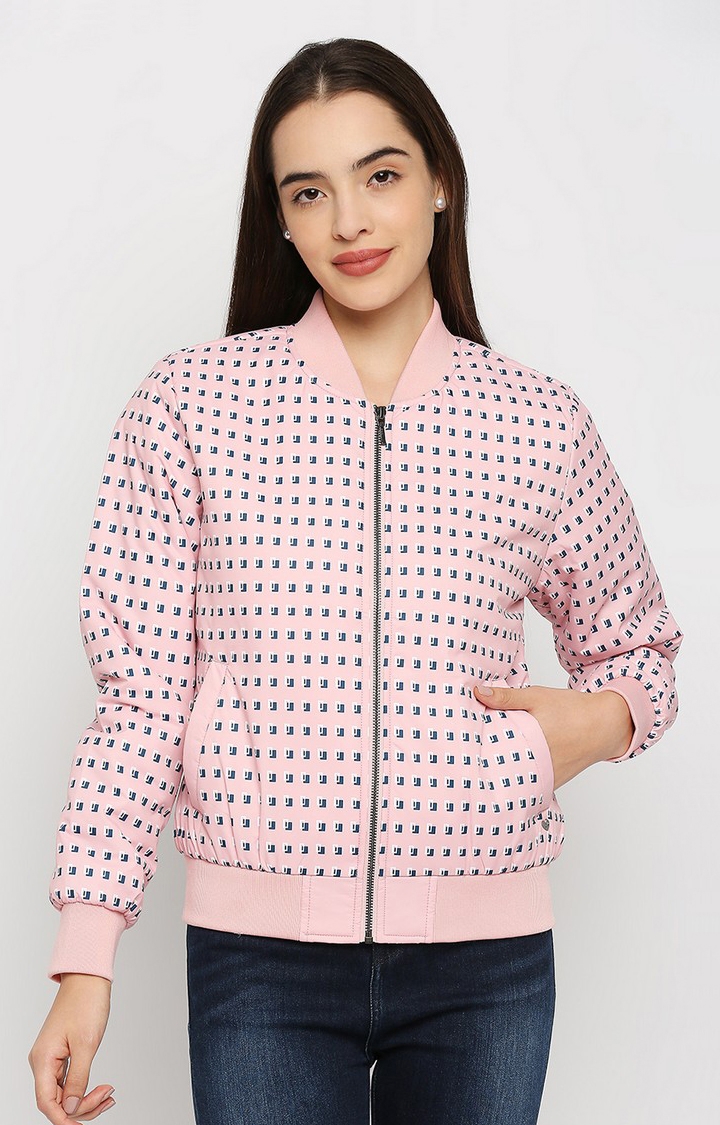 Spykar Pink Bomber Jacket For Women