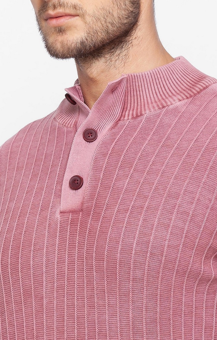Spykar Pink Cotton Men Sweater