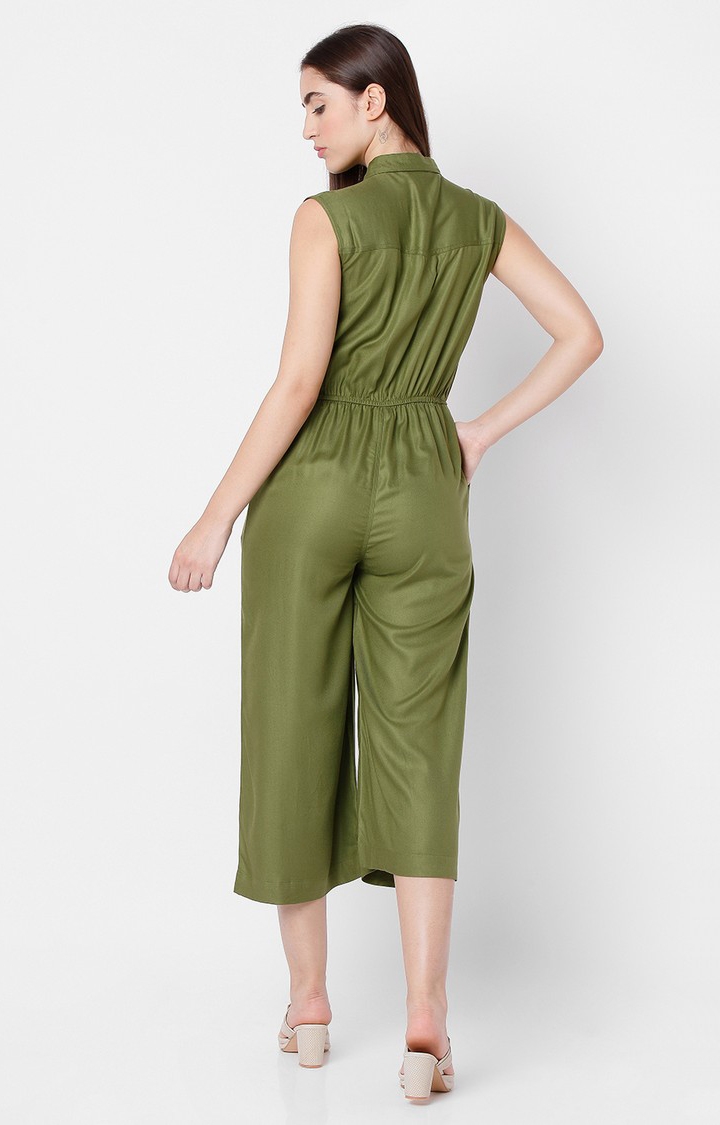 Spykar Green Cotton Regular Fit Dress For Women