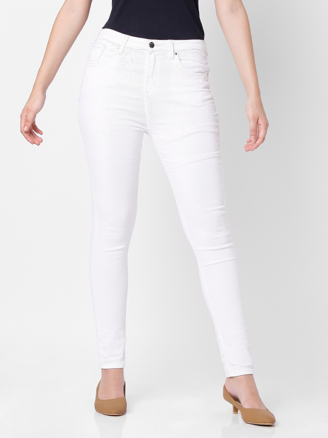 SPYKAR | Spykar White Cotton Women Jeans (ALEXA)