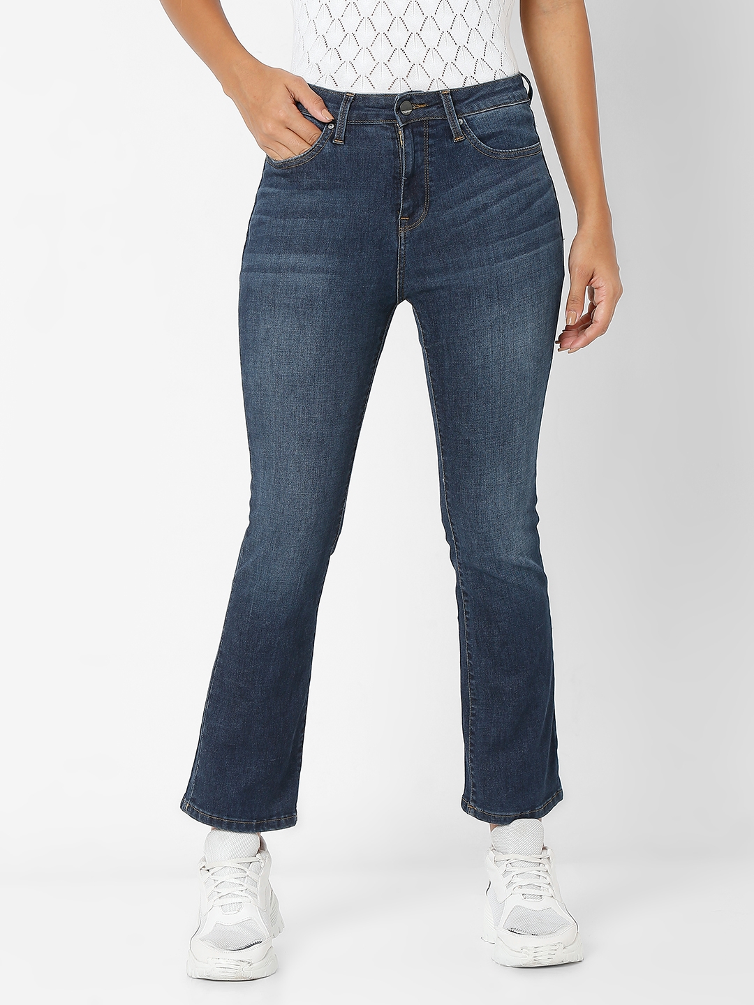 Spykar Blue Cotton Women Bootcut Jeans