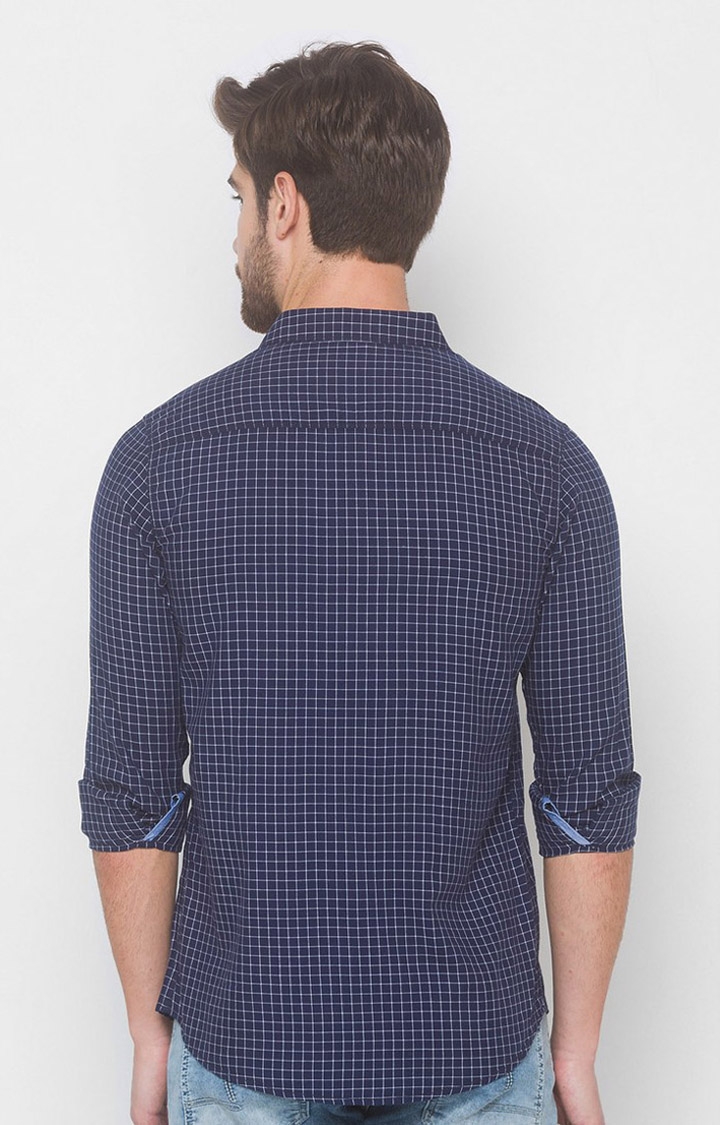 spykar | Spykar Blue Cotton Slim Fit Shirts For Men 3