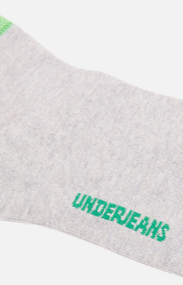 Underjeans By Spykar Men Grey/Green Ankle Length (Non Terry) Single Pair Of Socks