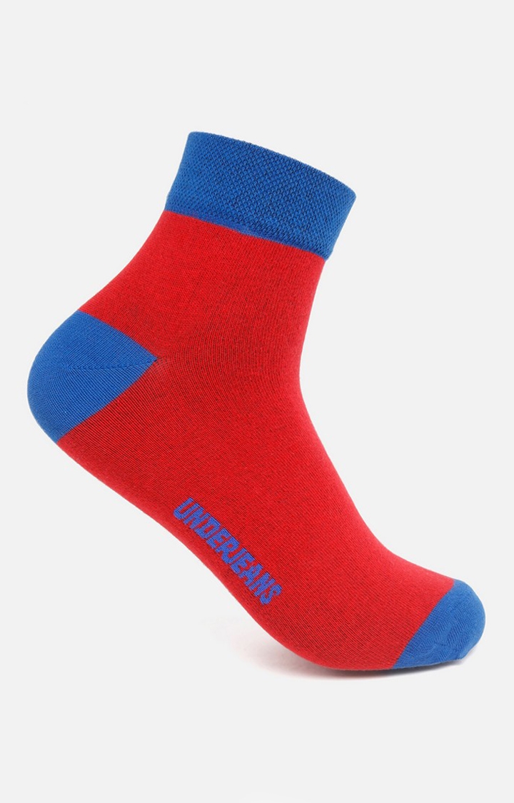 Spykar | Underjeans By Spykar Men Red/Blue Ankle Length (Non Terry) Single Pair Of Socks