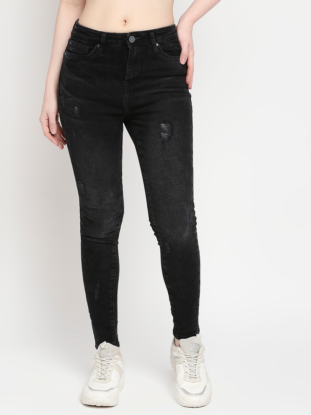Spykar | Spykar Black Lycra Super Skinny Ankle Length Jeans For Women (Alexa)