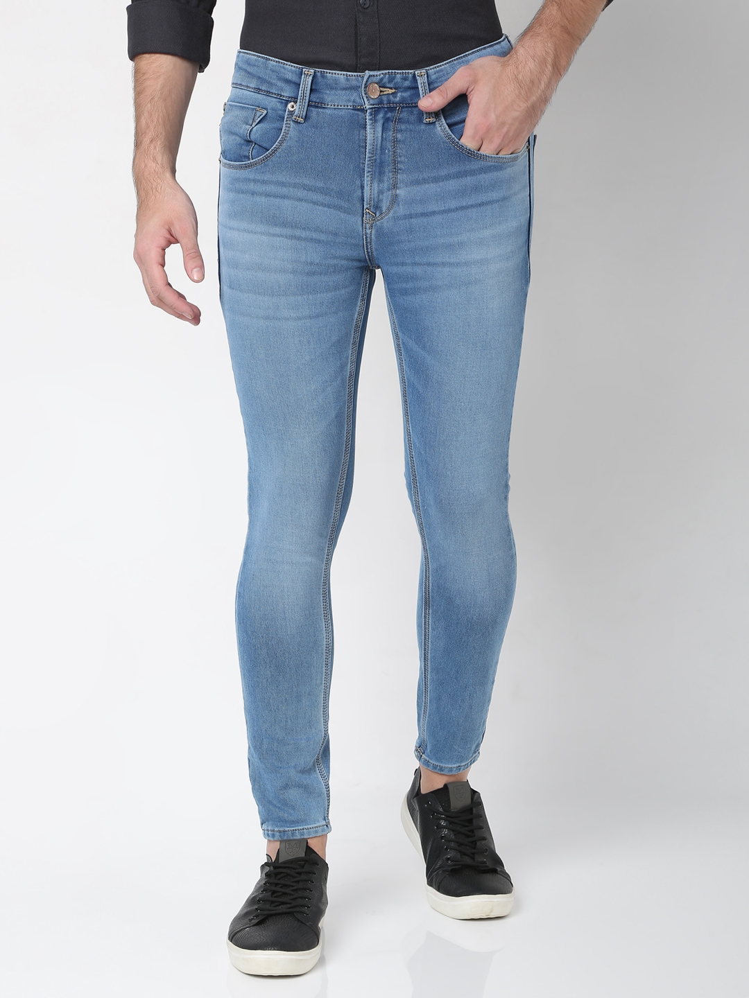 Spykar | Spykar Blue Cotton Slim Fit Skinny Length Jeans For Men