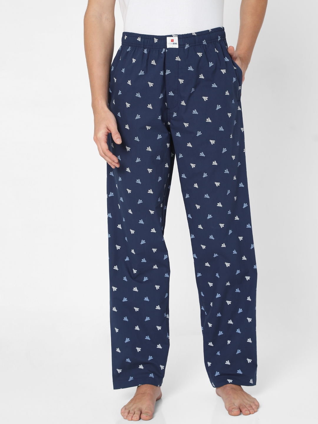 Underjeans by Spykar Men Navy Cotton Printed Pyjama