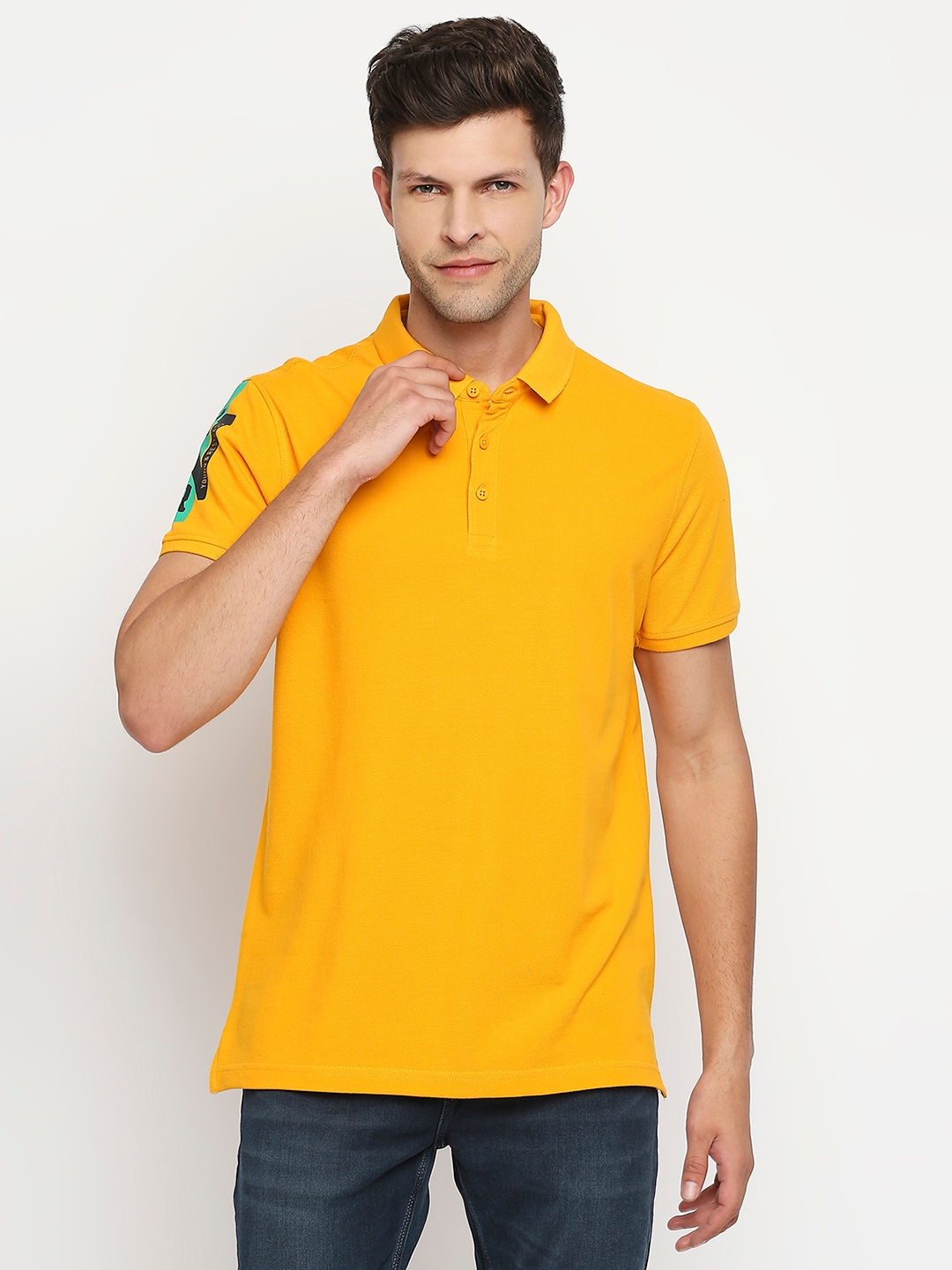 Spykar | Spykar Yellow Cotton Printed Half Sleeve Tshirt