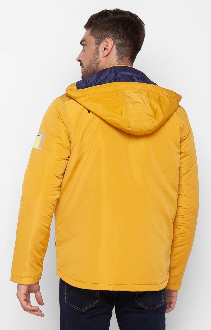 Spykar Chrome Yellow Polyester Full Sleeve Bomber Jackets For Men