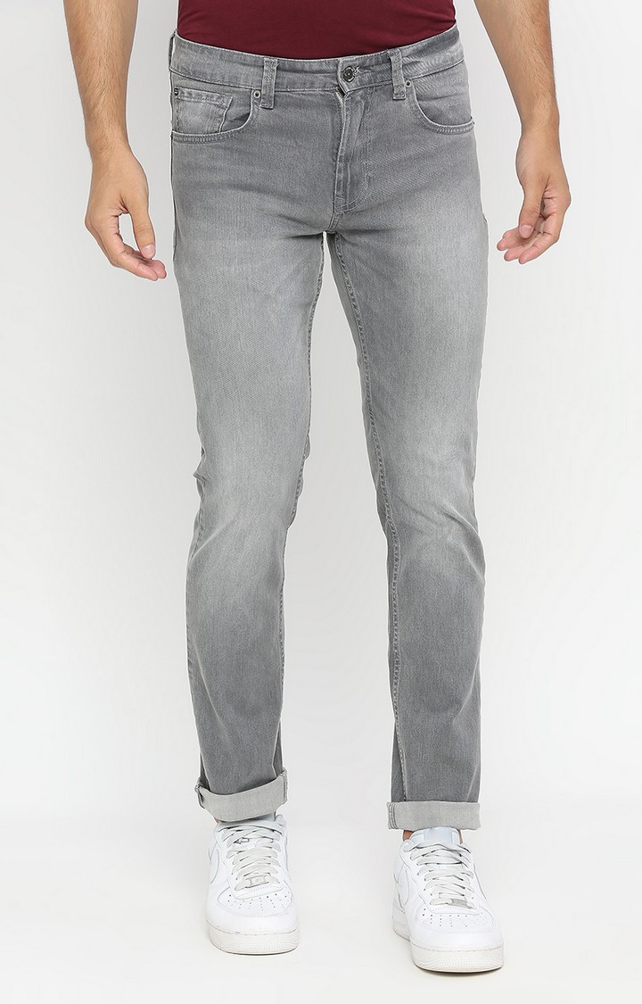 spykar | Men's Grey Cotton Solid Jeans
