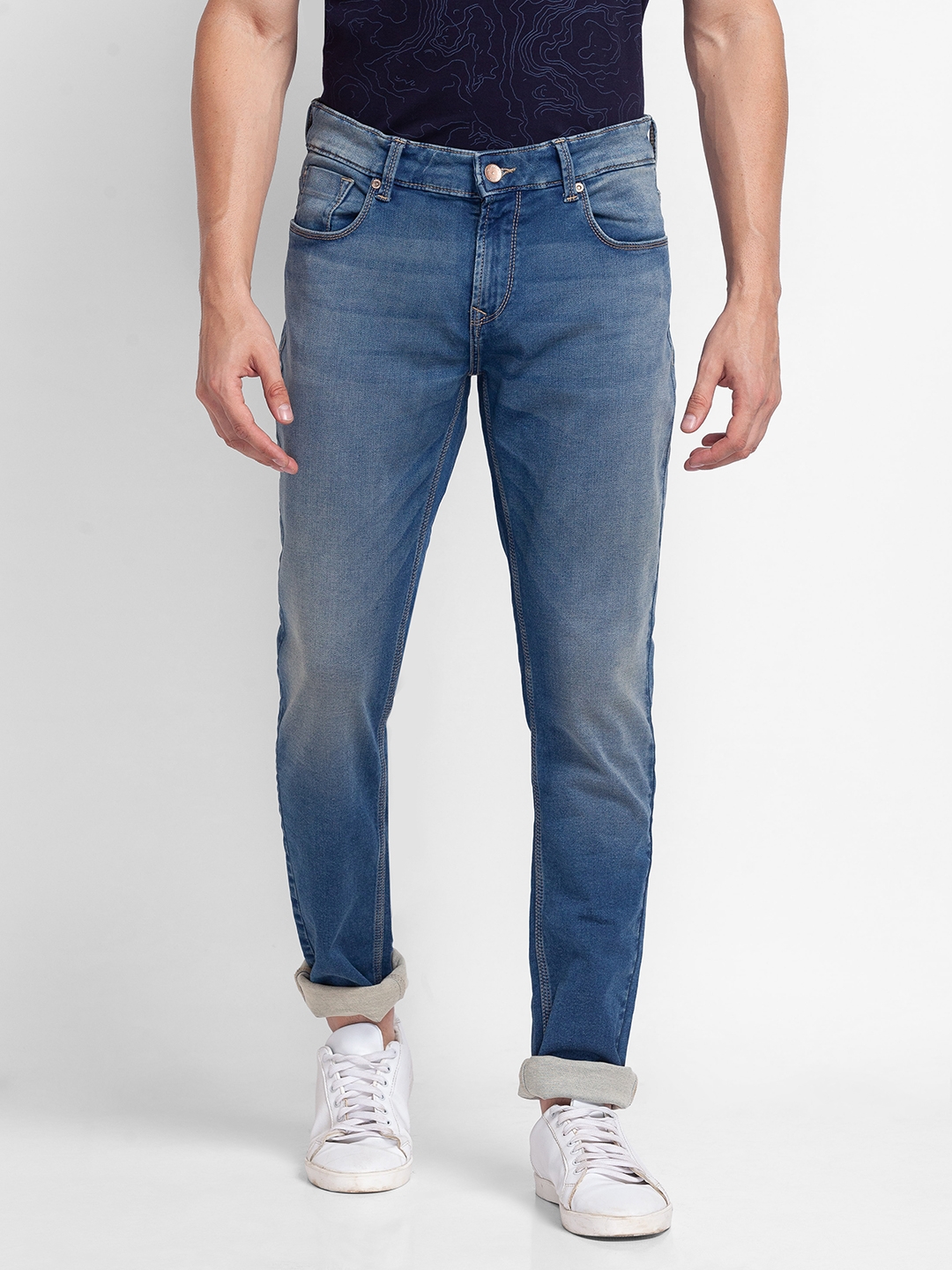 Spykar | Spykar Blue Cotton Skinny Narrow Length Jeans