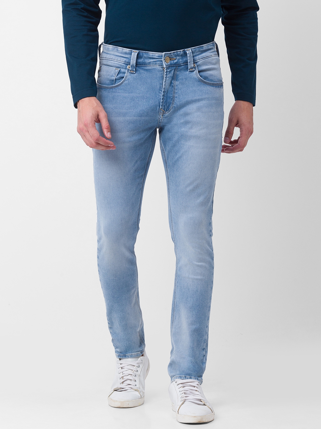 Spykar | Spykar Blue Cotton Super Skinny Tapered Length Jeans
