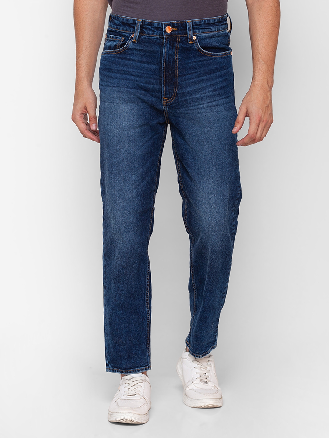 Spykar | Spykar Mid Blue Cotton Loose Fit Regular Length Jeans For Men (Renato)