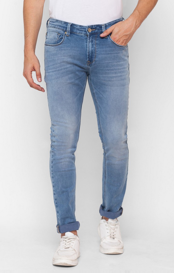 Spykar | Spykar Light Blue Cotton Slim Fit Narrow Length Jeans For Men (Skinny)