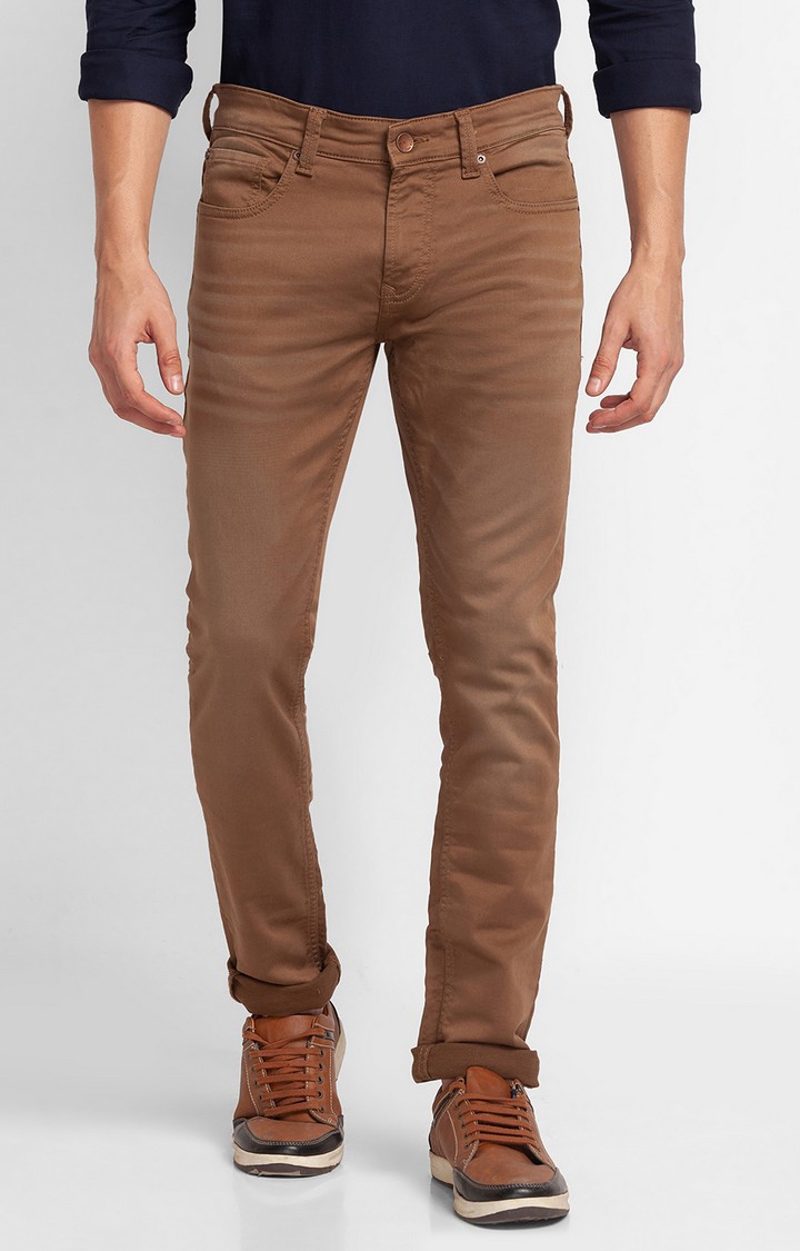 Spykar | Spykar Brown Cotton Skinny Narrow Length Jeans