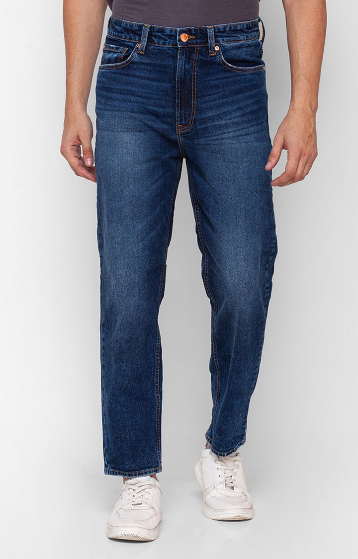 Spykar | Spykar Mid Blue Cotton Straight Fit Regular Length Jeans For Men (Renato)