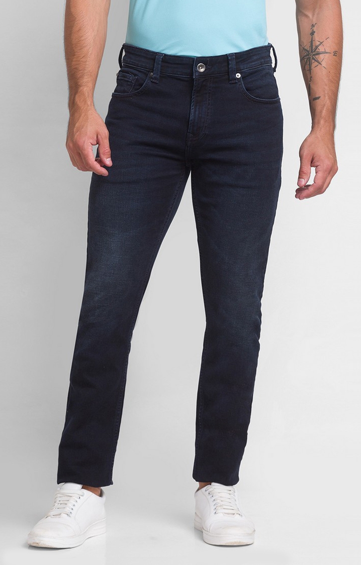 Spykar | Spykar Blue Indigo Cotton Comfort Fit Straight Length Jeans For Men (Ricardo)