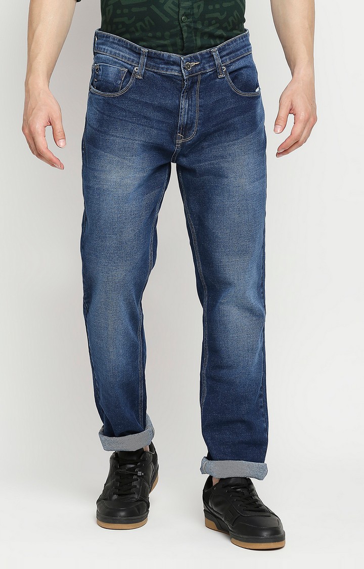 spykar | Men's Blue Cotton Solid Jeans