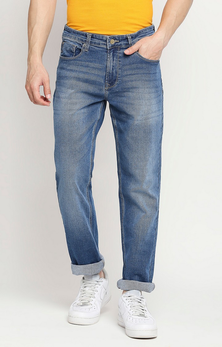 spykar | Men's Blue Cotton Solid Jeans
