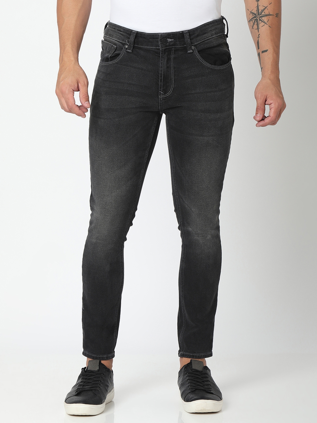 Spykar | Spykar Men Grey Slim Fit Tapered Length Jeans (Kano)