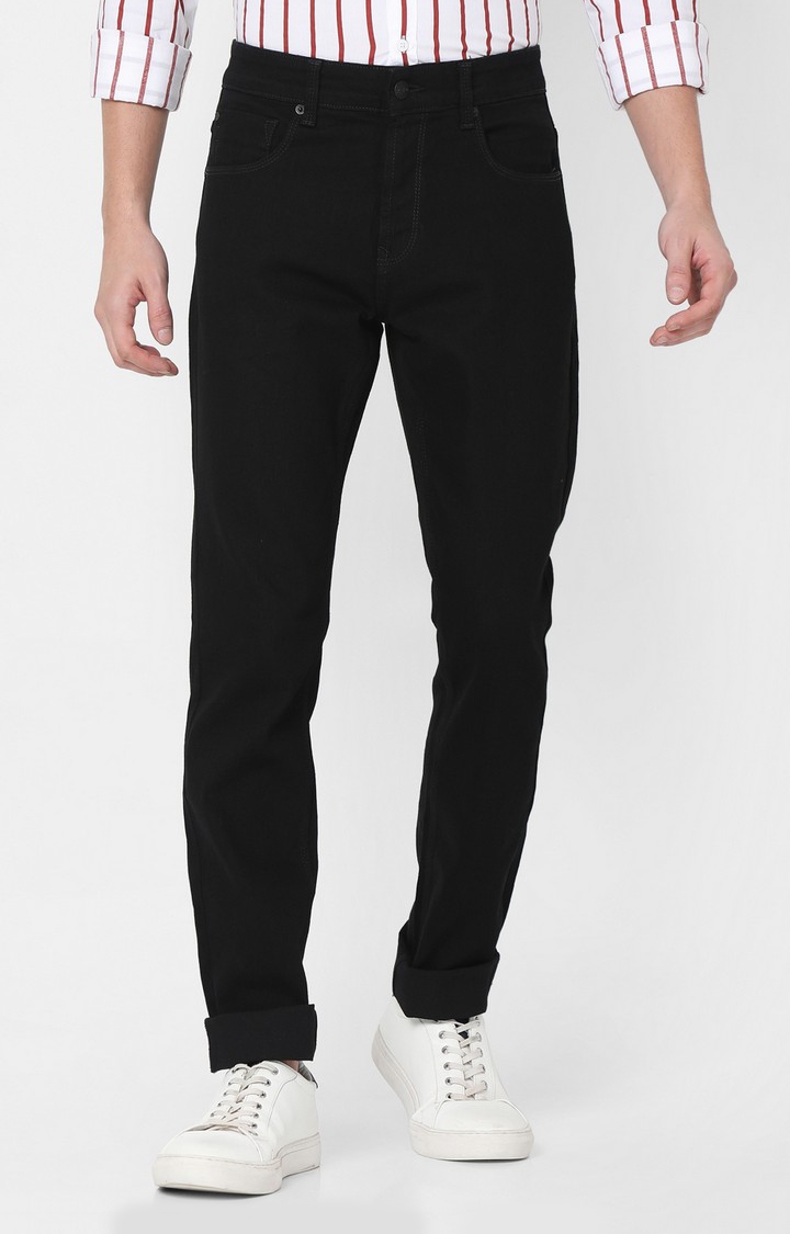 Spykar Black Straight Fit Jeans For Men's