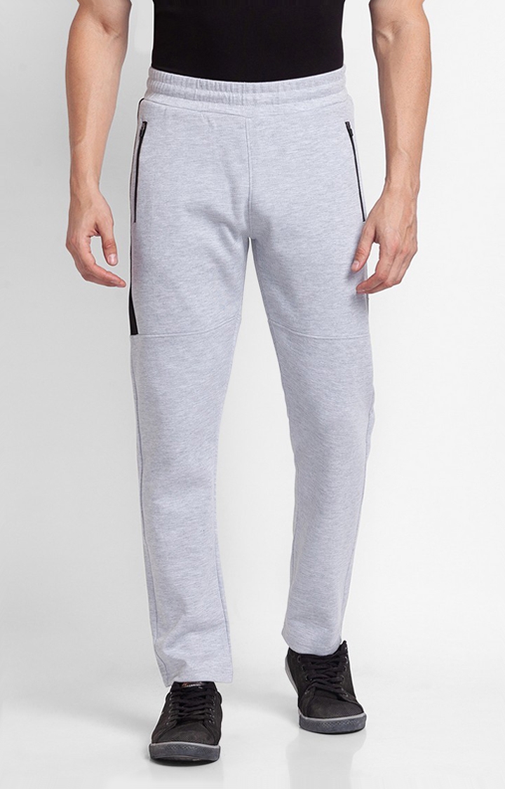spykar | Men's Grey Cotton Printed Trackpants