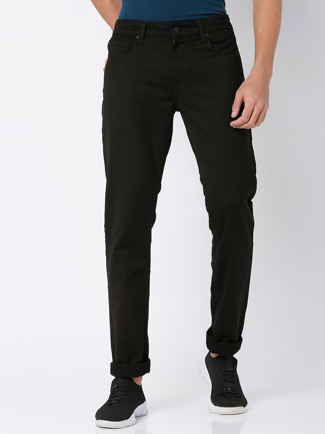 Spykar | Spykar Black Cotton Comfort Fit Straight Length Jeans For Men (Ricardo)