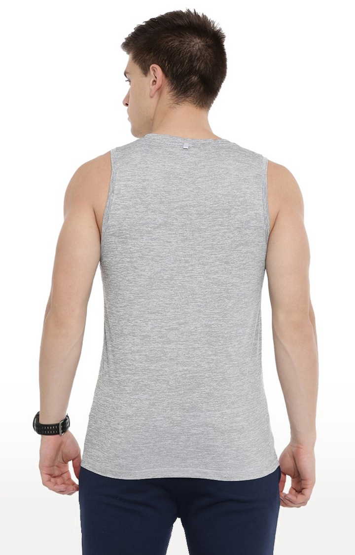 Men's Grey Polyester Regular Tank Top