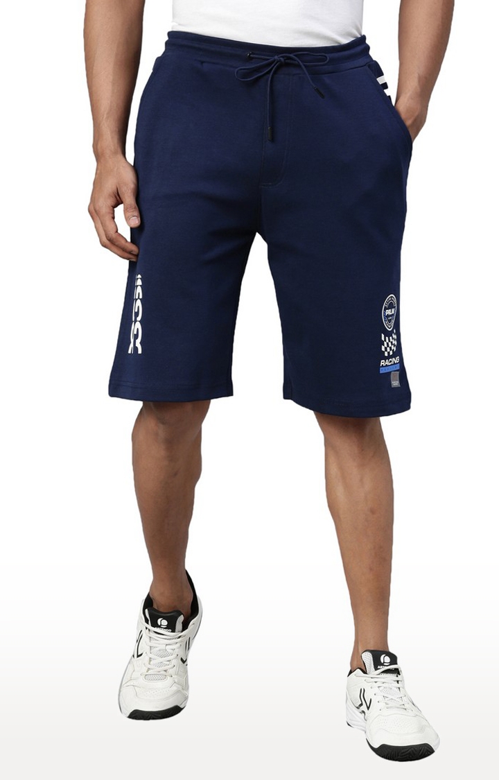 Men's Blue Cotton Blend Shorts