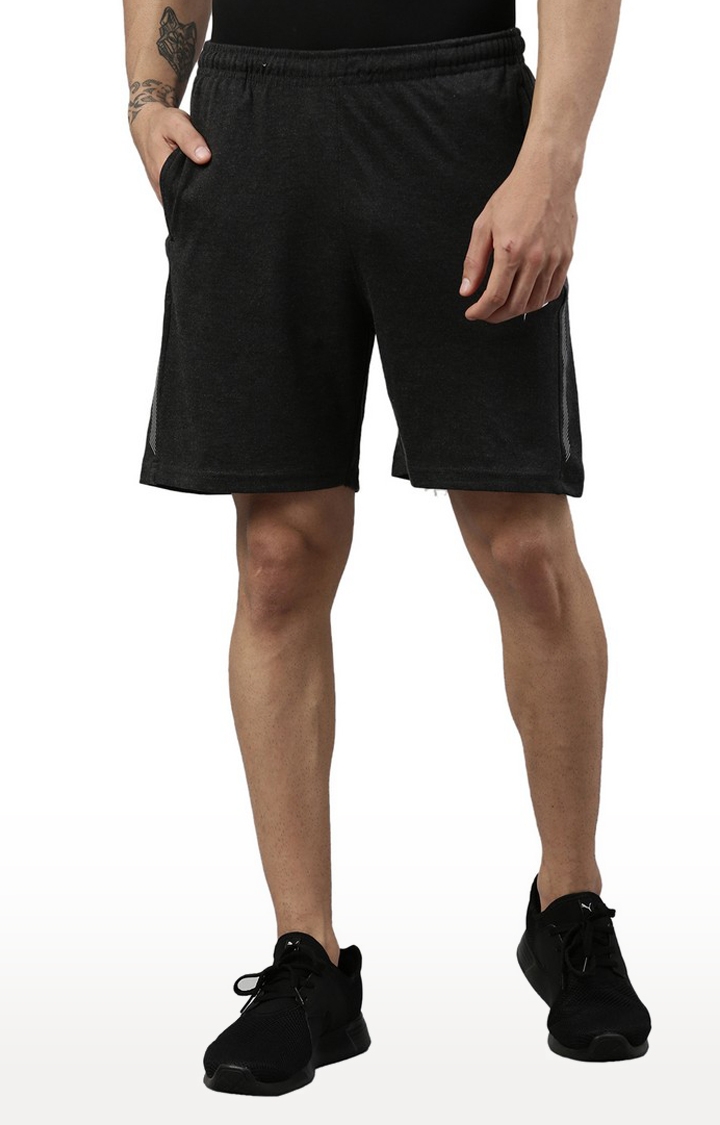 Men's Grey Cotton Blend Activewear Shorts