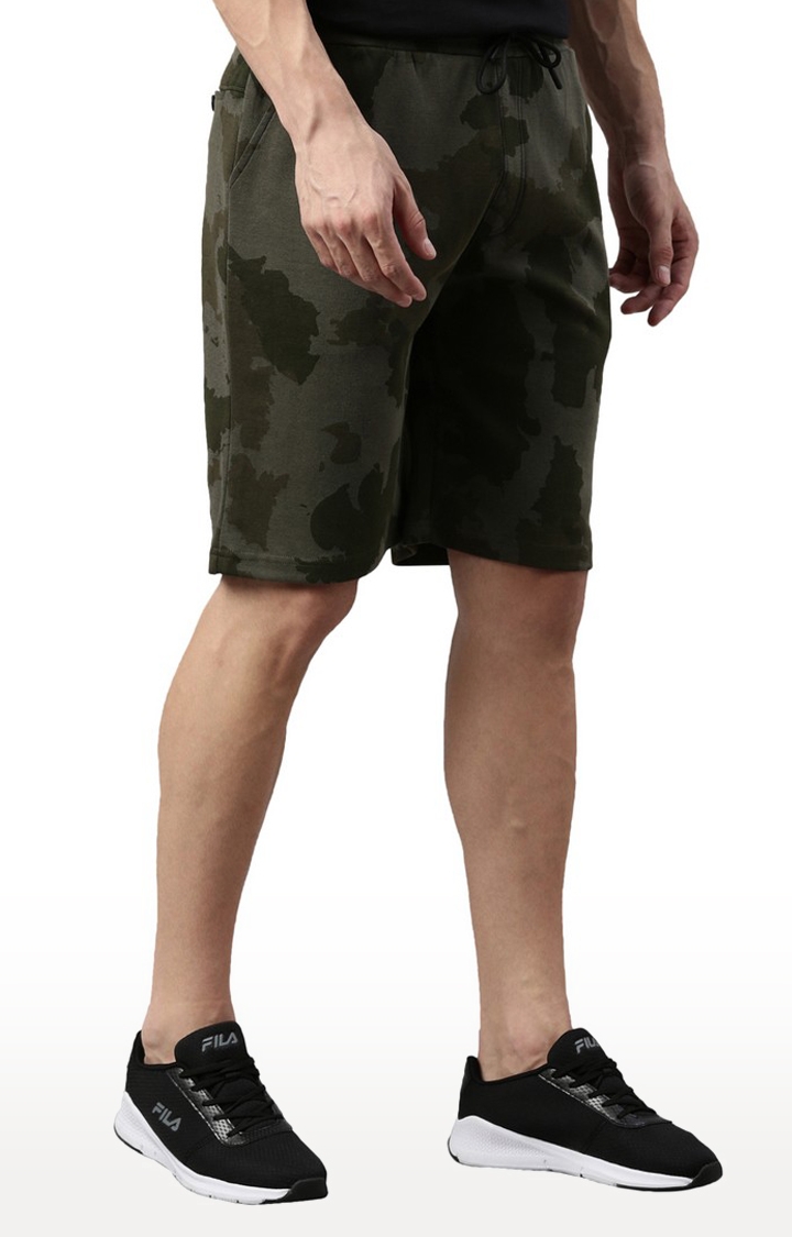 Men's Green Cotton Blend Activewear Shorts