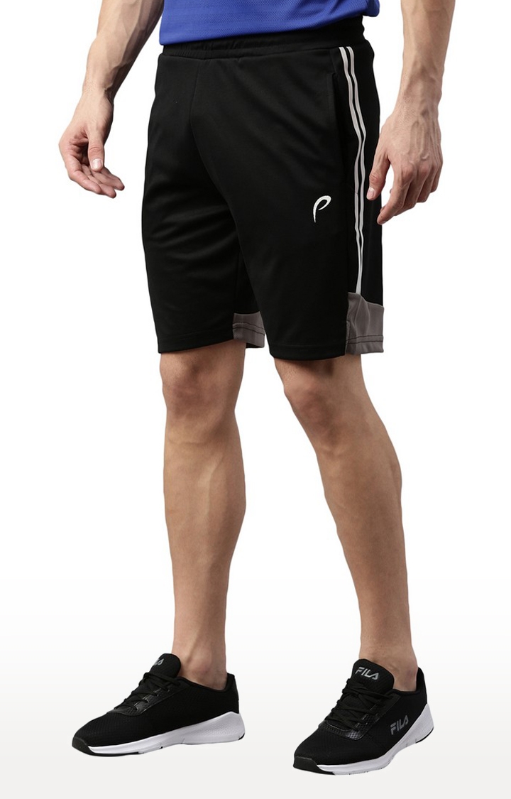 Men's Black Cotton Blend Activewear Shorts