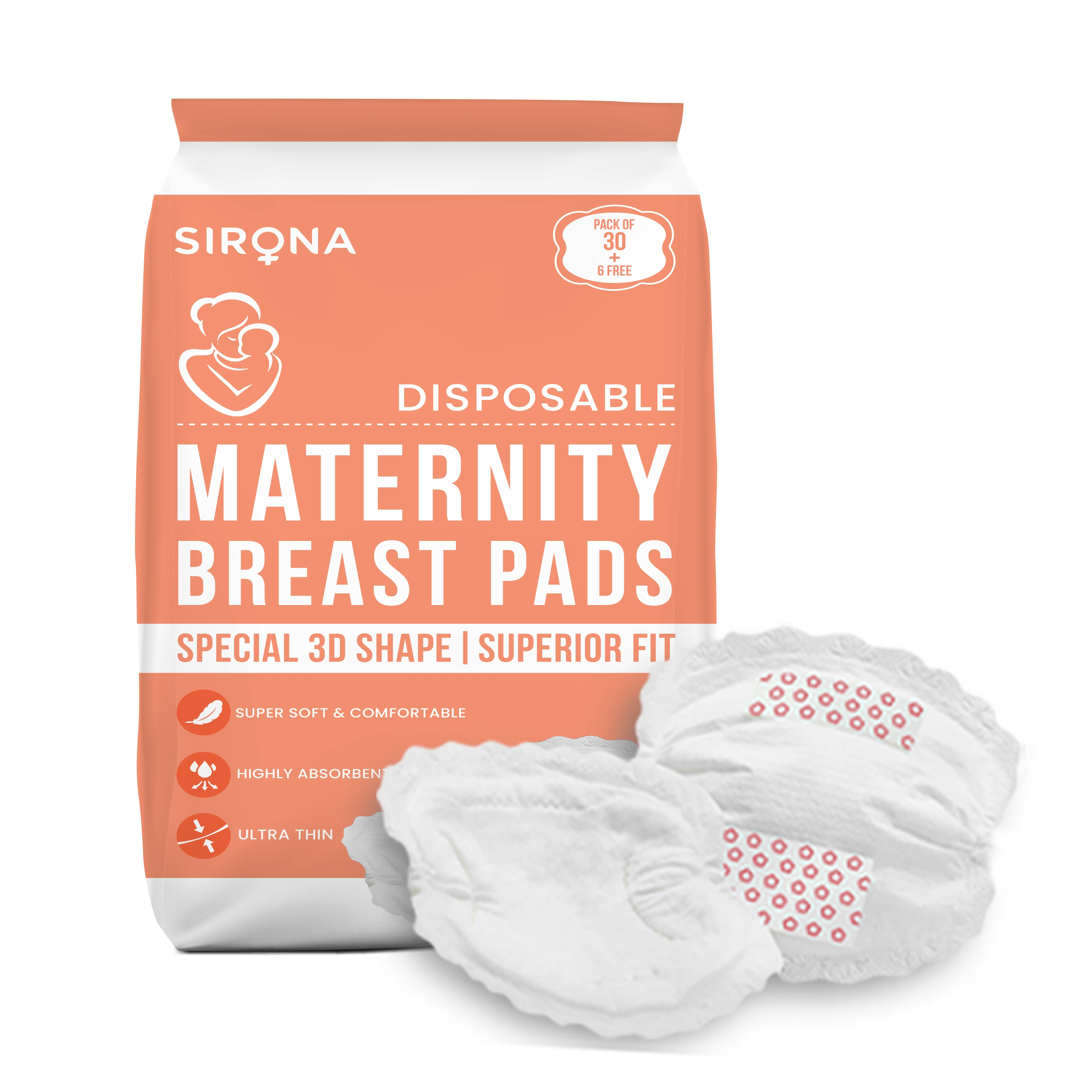 Sirona | Sirona Premium Disposable Maternity Breast Pads - 30 + 6 Pads
