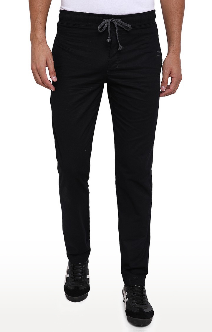 JB-TR-255/A BLACK Men's Black Cotton Solid Trackpants