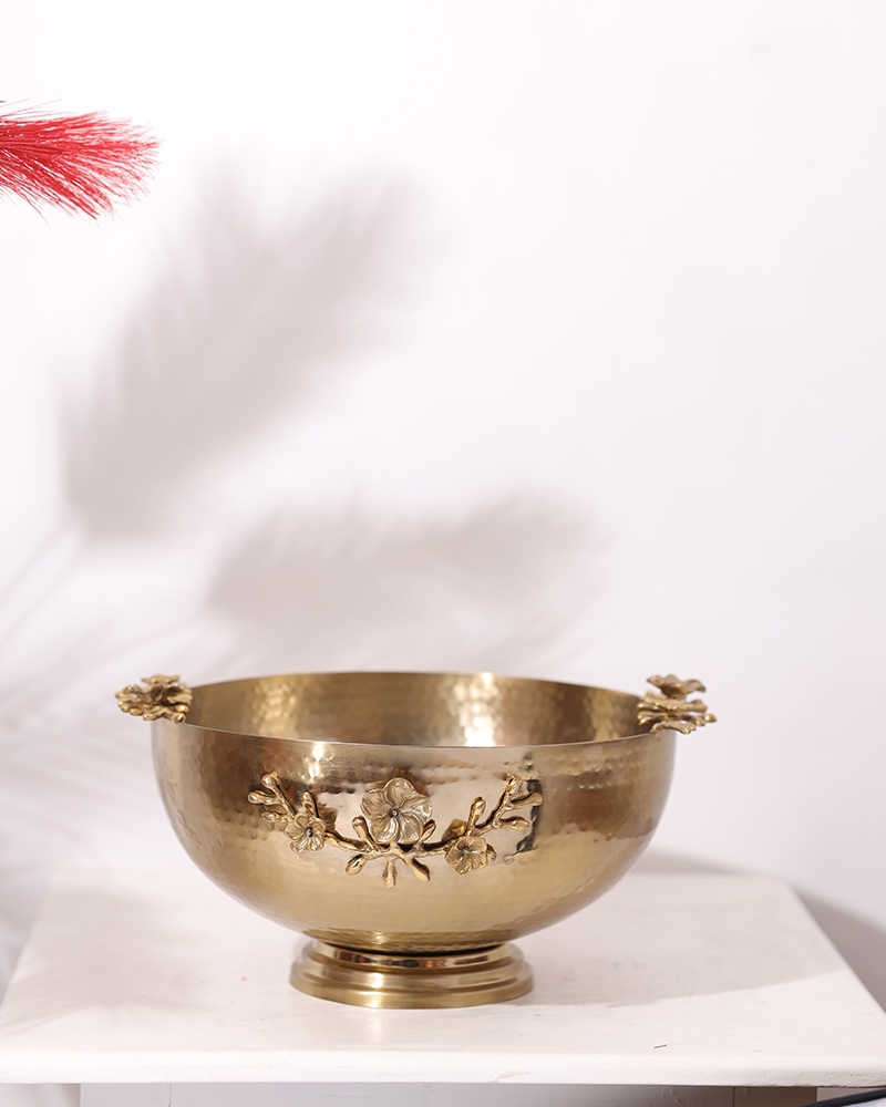 Order Happiness | Order Happiness Gold Metal Snack Bowl Platter For Serving, Table Top Platter