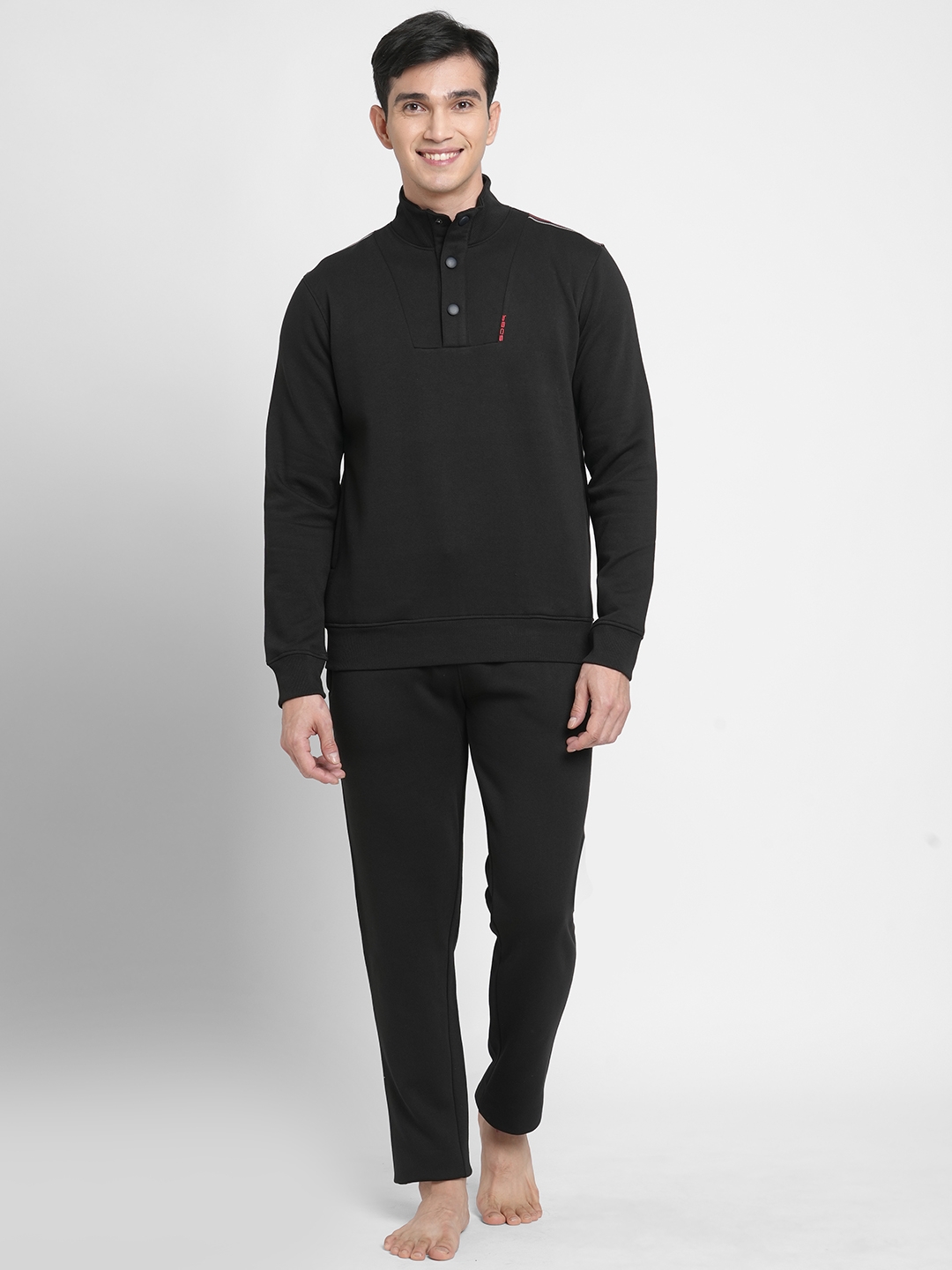 Sweet Dreams | Sweet Dreams Men Black Poly-Cotton Solid Tracksuits