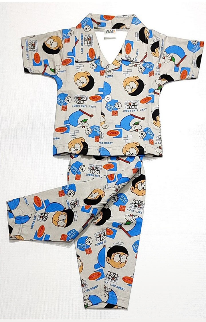 Grey Stylish Doraemon Printed Top and Pyjama Set