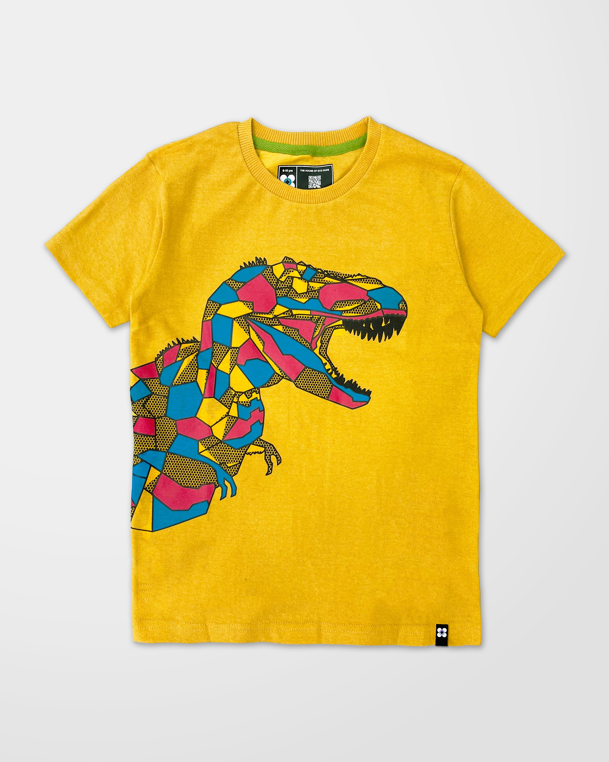 Vertu Duds | Vertu Duds Dino Printed Yellow Cotton Short Sleeve Kids T-Shirt