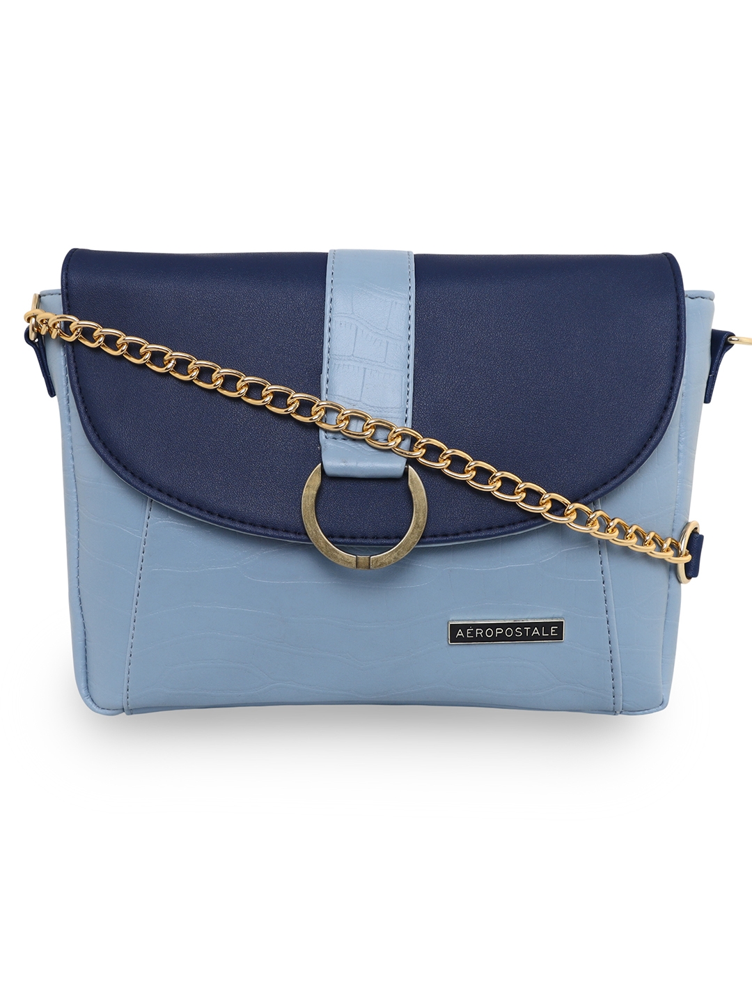 Aeropostale | Aeropostale Textured Amy Crossbody Fashion Bags For Women Stylish Magnetic Flap Button With Fancy Handware Vegan Leather Navy