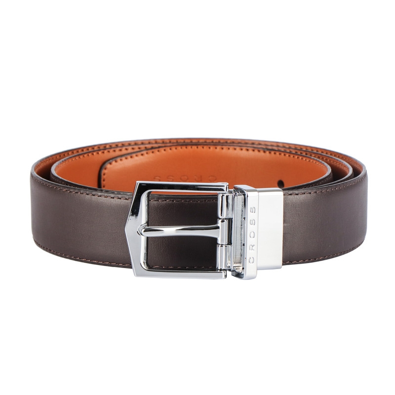 Mens Leathher Belt - 35mm Pronged shiny nickel ﬁnish buckle with
leather strap ﬁnish(Reversible)