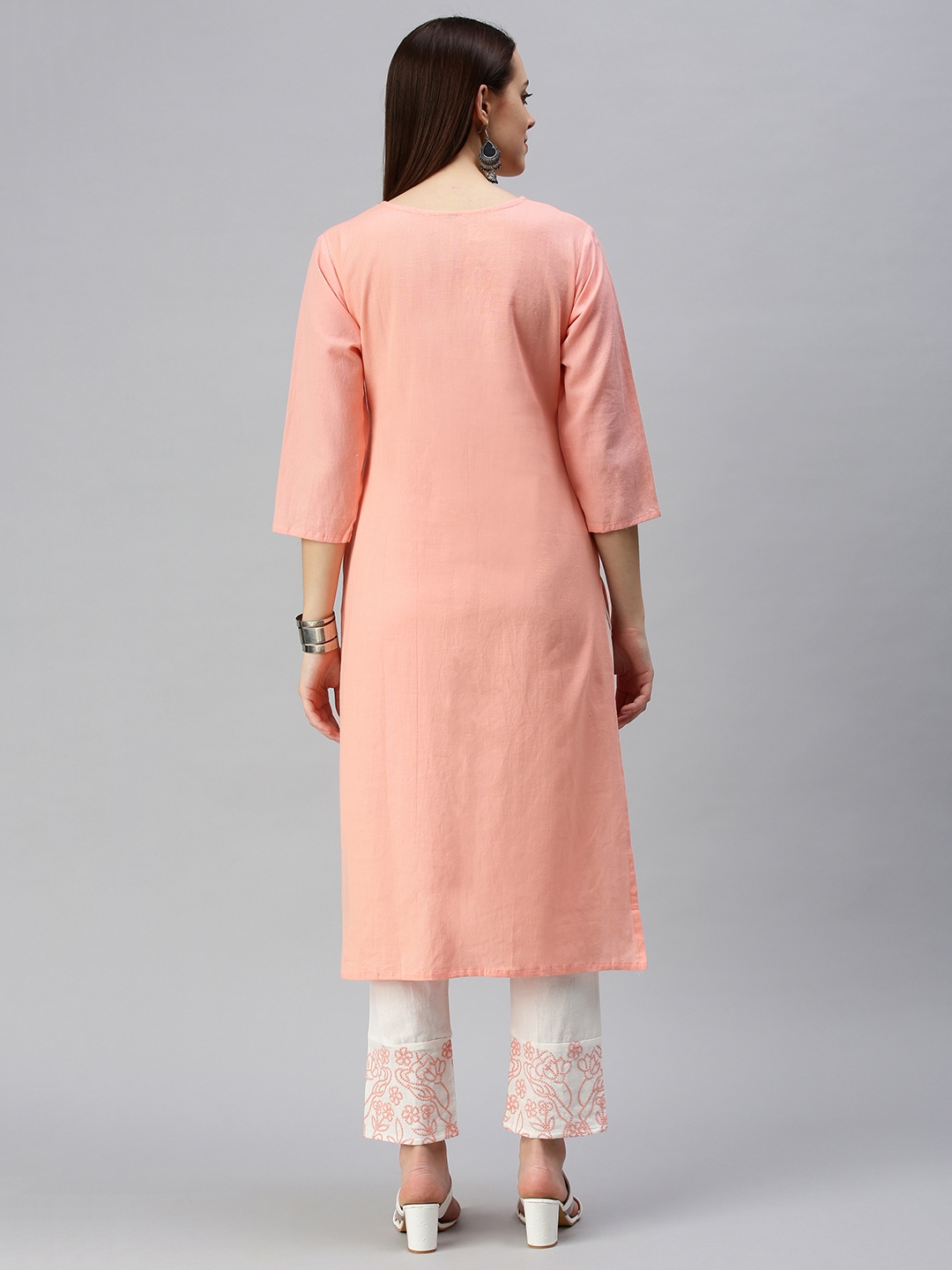 Showoff Women's Pink Embroidered Kurta and Trouser