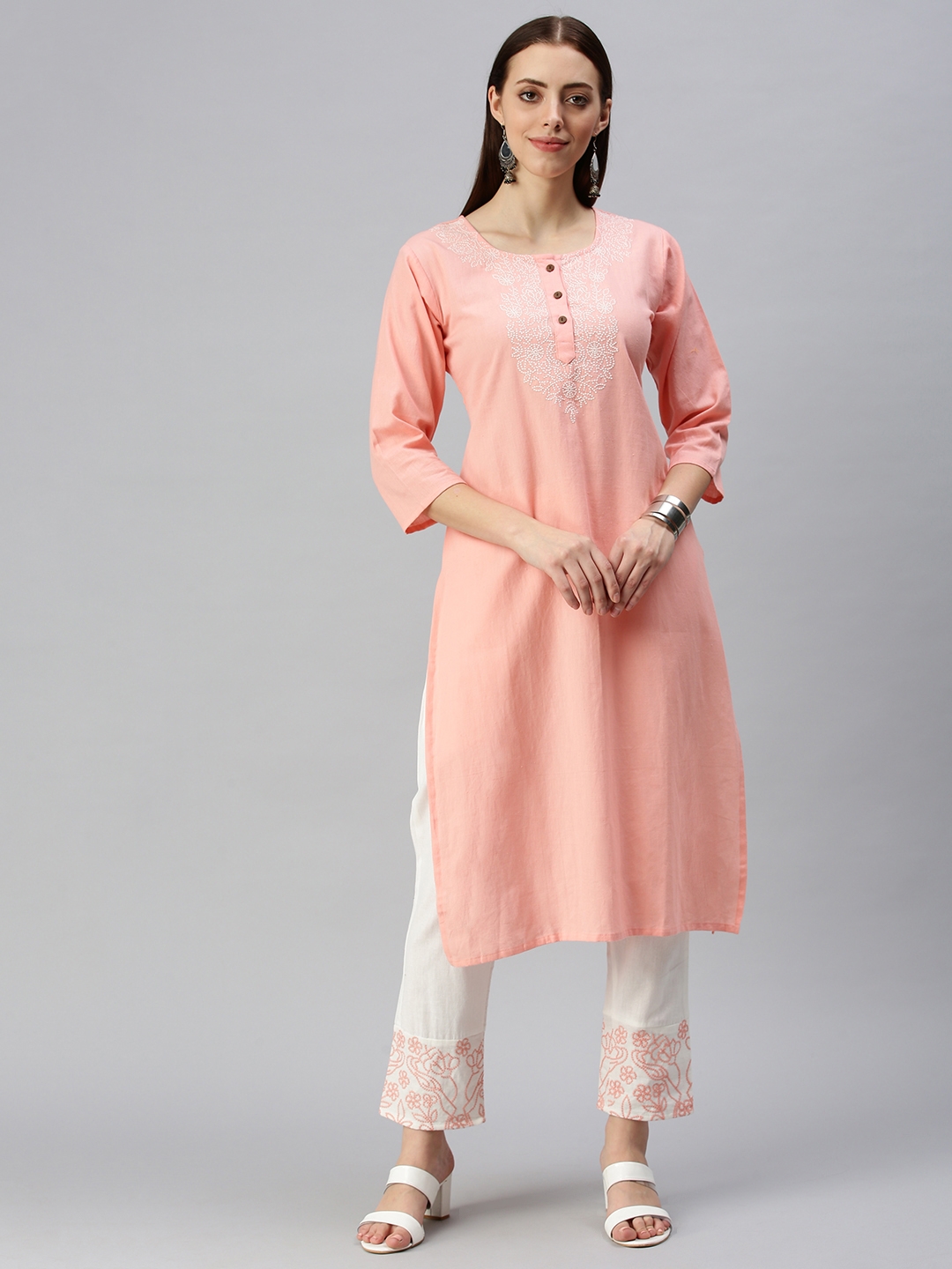 Showoff | Showoff Women's Pink Embroidered Kurta and Trouser 