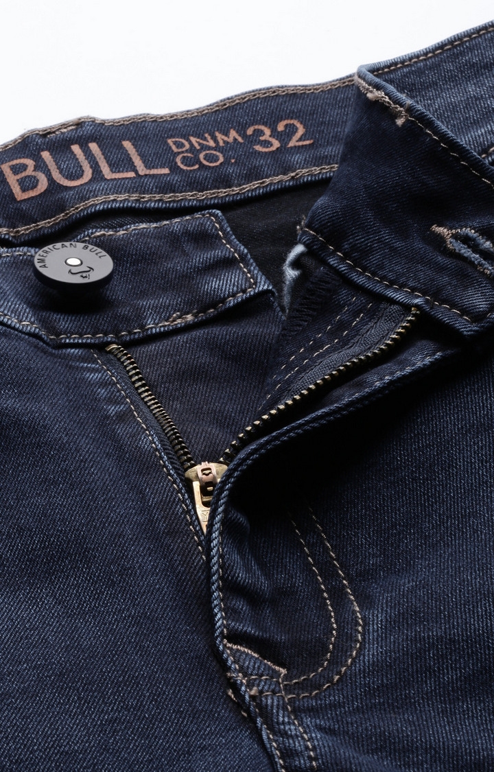 American Bull Men Cotton Casual Skinny Fit Dark Blue Jeans